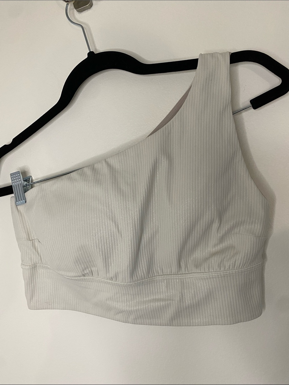 Lululemon Align Asymmetrical Ribbed Bra Light Support Shine Bone White 10